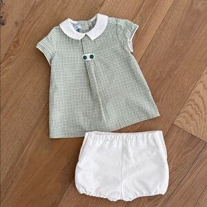 Que Mint and White Checkered Baby Outfit